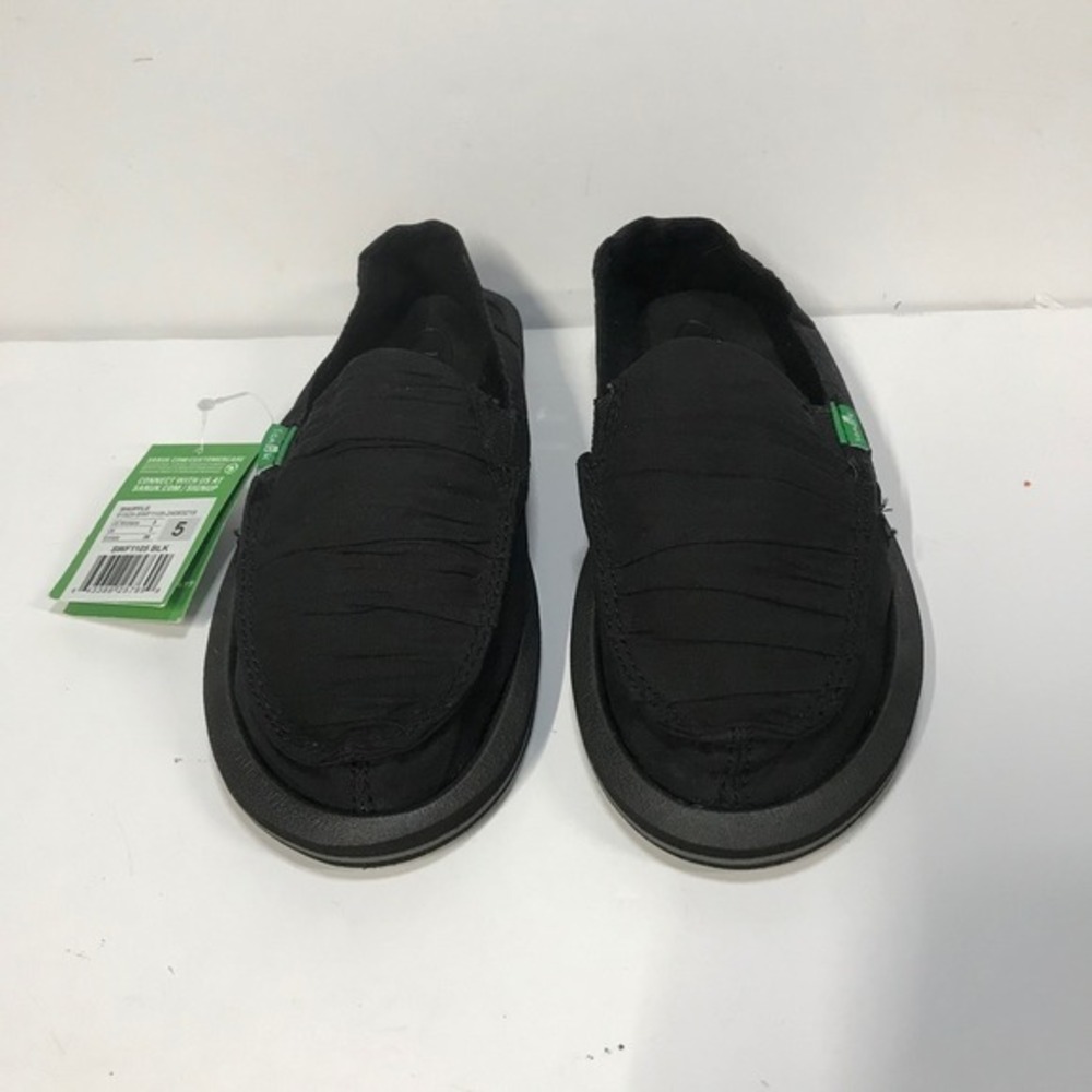 Sanuk Women's Shuffle Slip On Loafers Casual Comfort Shoes‎ Black Size 5 NWT